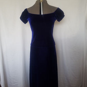 Vintage Betsey Johnson blue velvet 2-piece dress